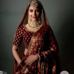 Regal Ruby Velvet Bridal Lehenga (Hand Zardozi & Embroidery) - Image 2