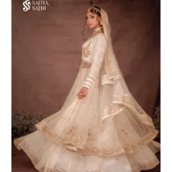 Luxurious Off-White Golden Bridal Lehenga (Hand Zardozi & Embroidery) - Image 3