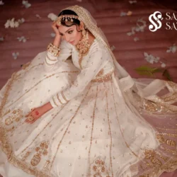 Luxurious Off-White Golden Bridal Lehenga (Hand Zardozi & Embroidery)