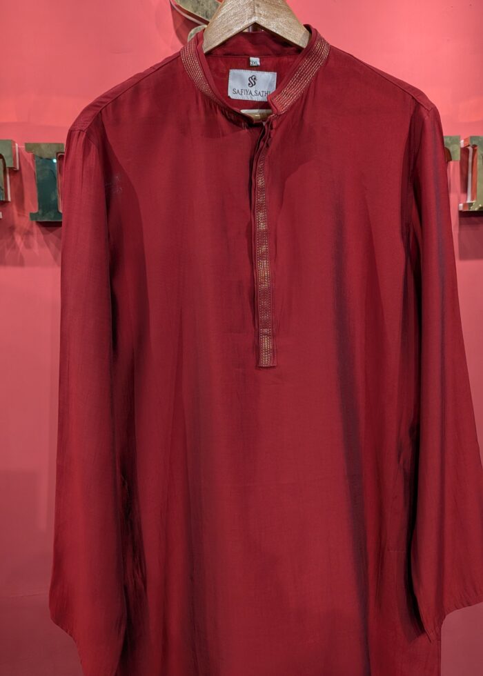 Safinaz Athi Men's Maroon Cotton Kurta – Classic Festive Wear