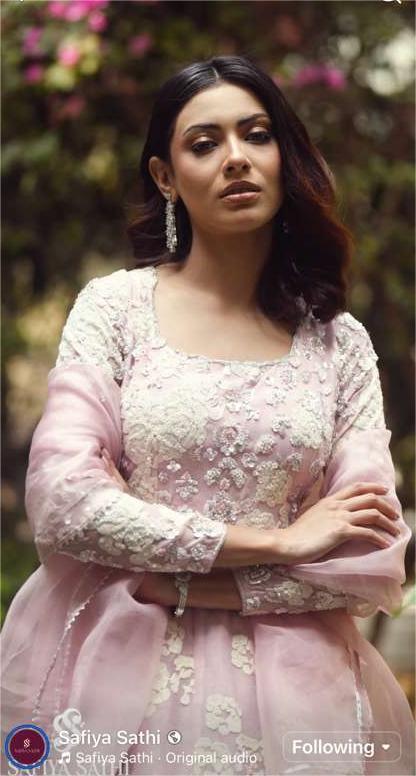 Blush Pink Floral Embroidered Organza Lehenga Set